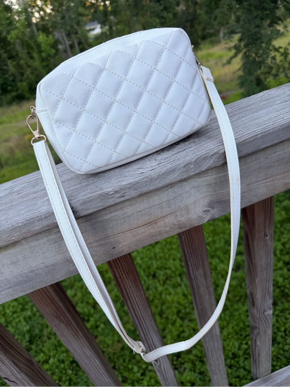Quilted White Crossbody Bag - Minimal Chic